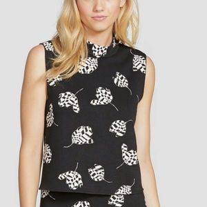 2/$30 Vince Camuto Black Mock Neck Tulip Shell Top